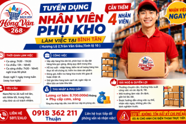 Tuyển dụng nhân viên phụ kho quận Bình Tân